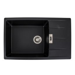 Chiuveta de bucatarie din granit Elefant Premium Roma, negru metalic, 775x500 mm