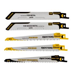 Set 5 panze pentru fierastrau sabie Rotor RSS1, lemn si metal