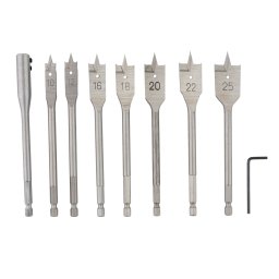 Set burghie plate pentru lemn Rotor RBP9, 9 piese 10–25 mm