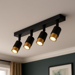 Proiector LED tip spot cu 4x GU10, auriu, metal si acril, orientabil