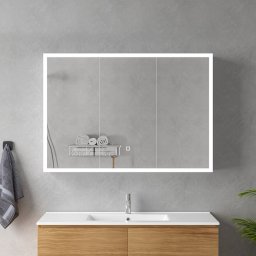 Dulap de baie cu oglinda LED MODA 100x70 cm, alb, touch, dezaburire