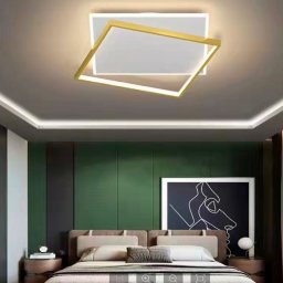Lustra LED SOLARA 66W cu telecomanda, 2 patrate, dimabila, auriu-alb