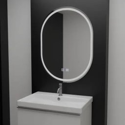 Oglinda LED ovala 60x80 cm Velara, touch, dimabila, cu sistem dezaburire