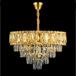 Candelabru din cristal BELVEDERE Eleganza, 8xE14, Ø50 cm, auriu lucios