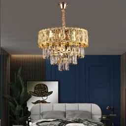 Candelabru din cristal BELVEDERE Nobile, auriu lucios, 5xE14, Ø40 cm, reglabil