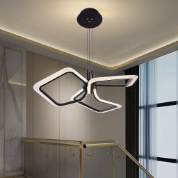 Lustra LED suspendata RIMINI 58W cu telecomanda, 3 patrate, dimabila, negru