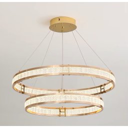 Candelabru LED cu cristal LINDERHOF Magno 61W, 60 cm, auriu, cu telecomanda