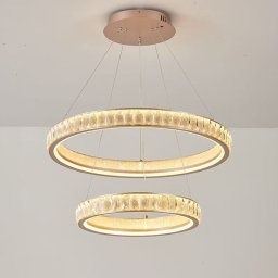 Candelabru din cristal Kensington Magno, 2 inele, 111W, auriu, inaltime reglabila
