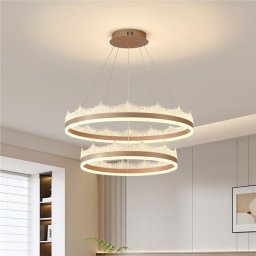 Lustra LED suspendata Nivalis 126W cu telecomanda, 2 cercuri, dimabila, auriu mat