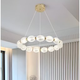 Lustra LED suspendata FAUSTO II 42W, auriu, 3 temperaturi, înaltime reglabila