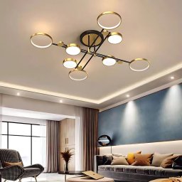 Lustra LED MARIA cu telecomanda, 8 elemente, 44W, dimabila, auriu