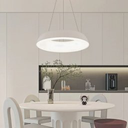 Lustra LED suspendata CHIARA 73W cu telecomanda, dimabila, 3 temperaturi, alb