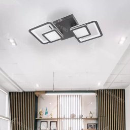 Lustra LED Balans 44W cu telecomanda, 2 patrate, dimabila, negru