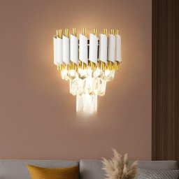 Aplica de perete tip candelabru cu cristal Versailles Piccolo, 2xE14, alb