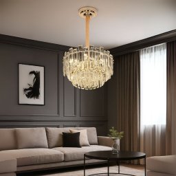 Candelabru din cristal FONTAINEBLEAU Eleganza, 9xE14, Ø45 cm, auriu, înaltime reglabila