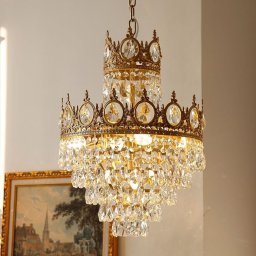 Candelabru din cristal REGALITE Petito, auriu lucios, 3xE14, Ø25 cm, înaltime reglabila