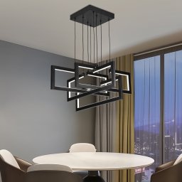 Lustra LED suspendata 96W cu telecomanda, 4 elemente, dimabila, negru