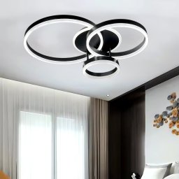 Lustra LED RIGA Lilith cu telecomanda, 68W, 3 cercuri, dimabila, negru