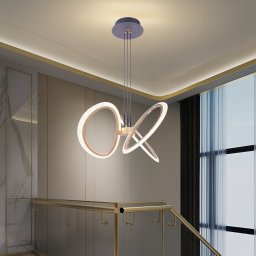 Lustra LED suspendata RIMINI 52W cu telecomanda, 3 inele, dimabila, auriu