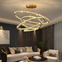 Lustra LED PRISM Luminis cu cristale, 4 cercuri, 210W, dimabila, lumina rece/calda/neutra