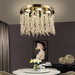 Candelabru LED rotund cu cristale LLC213/550GD, 29W, auriu lucios