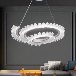 Lustra LED cu telecomanda LT188WH, cristal si metal, 40W, dimabila