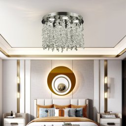 Candelabru LED rotund cu cristal LLC210/400CH, 22W, crom lucios, 3 nuante lumina