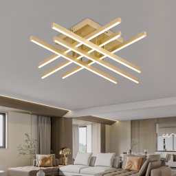 Lustra LED LINEX 81W cu telecomanda, dimabila, 3000K/4000K/6000K, auriu