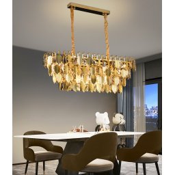 Candelabru Cristal VENARIA 12x E14, Diametru 80cm, Auriu Lucios, Inaltime Reglabil