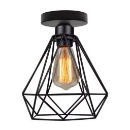 Lustra plafon GRACIE cu abajur diamant, negru mat, 1xE27, pentru hol/dressing
