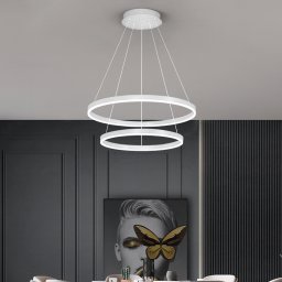 Lustra LED suspendata CASIANA 41W cu telecomanda, 2 cercuri, dimabila, alb