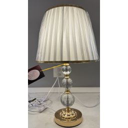 Veioza de masa VZ213WH alb-auriu, metal si textil, 1x E27