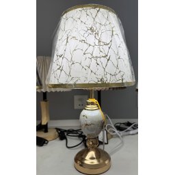 Veioza de masa VZ211WH alb-auriu, 1xE27, metal si textil elegant