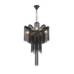 Candelabru B8000/4BK negru cu lant decorativ, 4xE14, Ø43 cm, H 68 cm