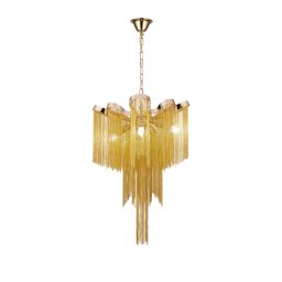 Candelabru auriu B8000/4GD cu franjuri, 4xE14, diametru 43 cm, înaltime 68 cm
