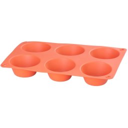 Forma din silicon MagicHome pentru 6 briose/muffin, rosie, 23,7x16x3 cm