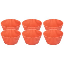 Set 6 forme din silicon MagicHome pentru cupcake, rosii, 6,5x6,5x3 cm