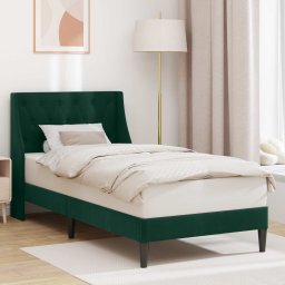 Cadru de pat cu headboard Verde închis 90 x 200 cm Catifea GartenMobel Dekor