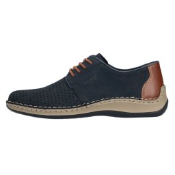 Pantofi barbati, Rieker, 05226-14-Albastru, casual, piele naturala, perforati, cu talpa joasa, albastru (Marime: 41)