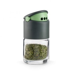 Borcan pentru condimente Lekue 1009487, 80 ml, Ø5,2x9,2 cm, Sticla, +4°C/+80°C, Gri