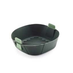 Cos pentru friteuza cu aer cald Lekue 1009494, 22,1 x 22,1 cm, -20°C/+220°C, Silicon, Negru