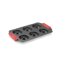 Forma pentru gogosi/donuts Lekue 1009477, 31x18x3 cm, Acoperire ceramica antiaderenta, Otel, +4°C/+240°C, Negru