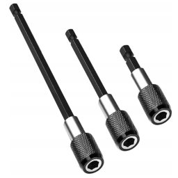 Set 3 prelungitoare pentru surubelnita 60mm 100mm 150mm negru
