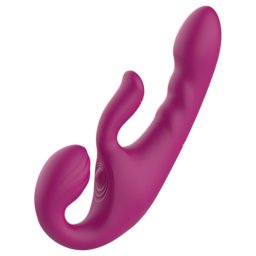 SEX HD Co-op Bliss - vibrator strap-on cu braț pentru clitoris - silicon mov
