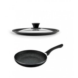 Tigai si seturi Pachet Tigaie aluminiu Studio Casa - Pepita Granit - 24 cm - GPMPP2451+ Capac sticla multisize Studio Casa, 24/26/28 cm
