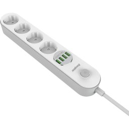 Prelungitor Prelungitor Energizer Max 8 în 1, 4 x AC Schuko + 4 x USB-A, 2500W, 10A, 2 M, Alb, EPB2500W00EU