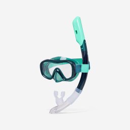 Kit de snorkeling mască ANTI-ABURIRE CONFORT tub DRYTOP 100 Verde rață Adulți