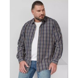 s.Oliver Big Sizes Camasa barbati big sizes, cu imprimeu in carouri si cu guler Kent, Bleumarin inchis (SELECTATI MARIMEA: 5XL)