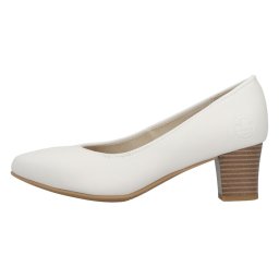 Pantofi dama, Rieker, 44650-80-Alb, casual, piele naturala, cu toc, alb (Marime: 41)