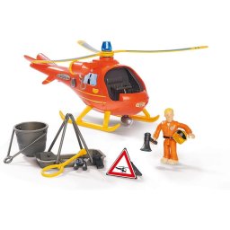 Simba Fireman Sam Helicopter Wallaby, Toy Vehicle (Orange/Yellow, Includes Figure)